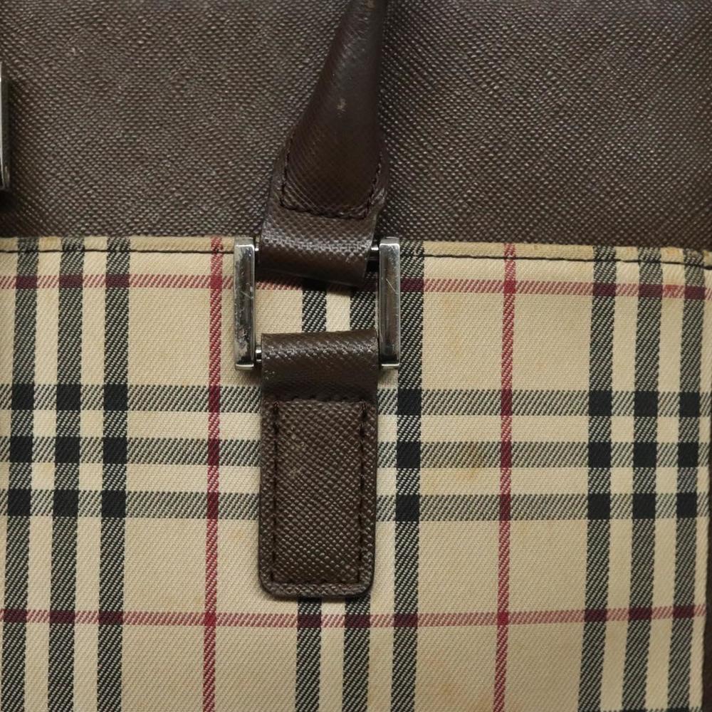 BURBERRY Nova Check Tote Bag Canvas Beige Silver Auth 118228 - Picture 10 of 16